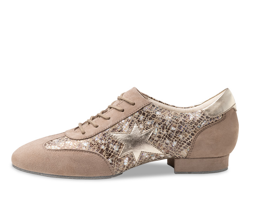 Werner Kern Ariana bedrucktes Leder / Velourleder – beige