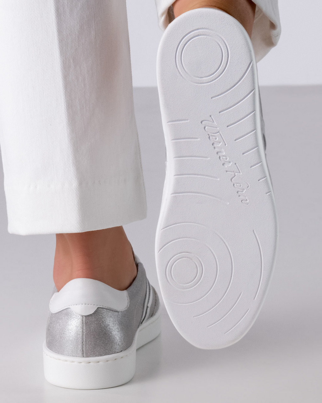 Werner Kern Lacey Glanzvelour / Nappaleder – silber / weiß