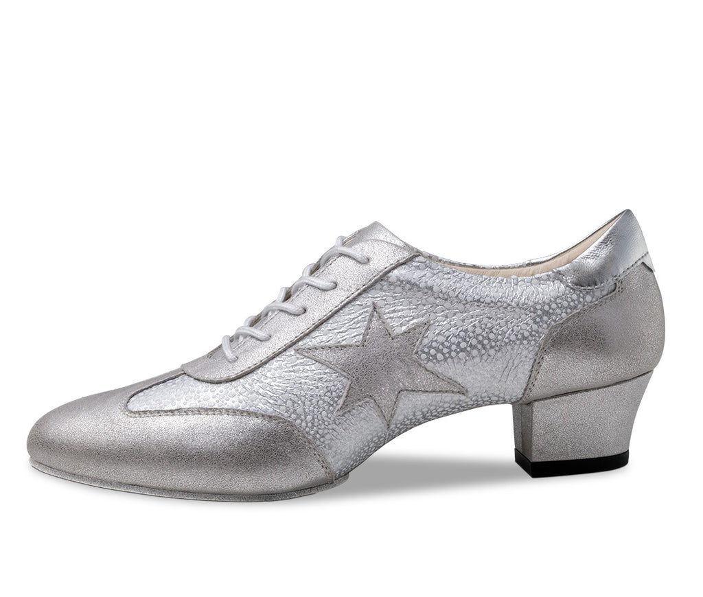 Werner Kern Ariana bedrucktes Leder / Glanzvelour – silber