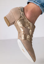 Werner Kern Ariana bedrucktes Leder / Velourleder – platin / taupe