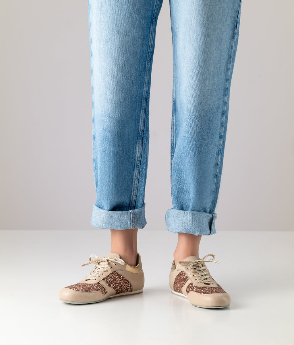 Werner Kern Honey Nappaleder / Brokat – beige / platin