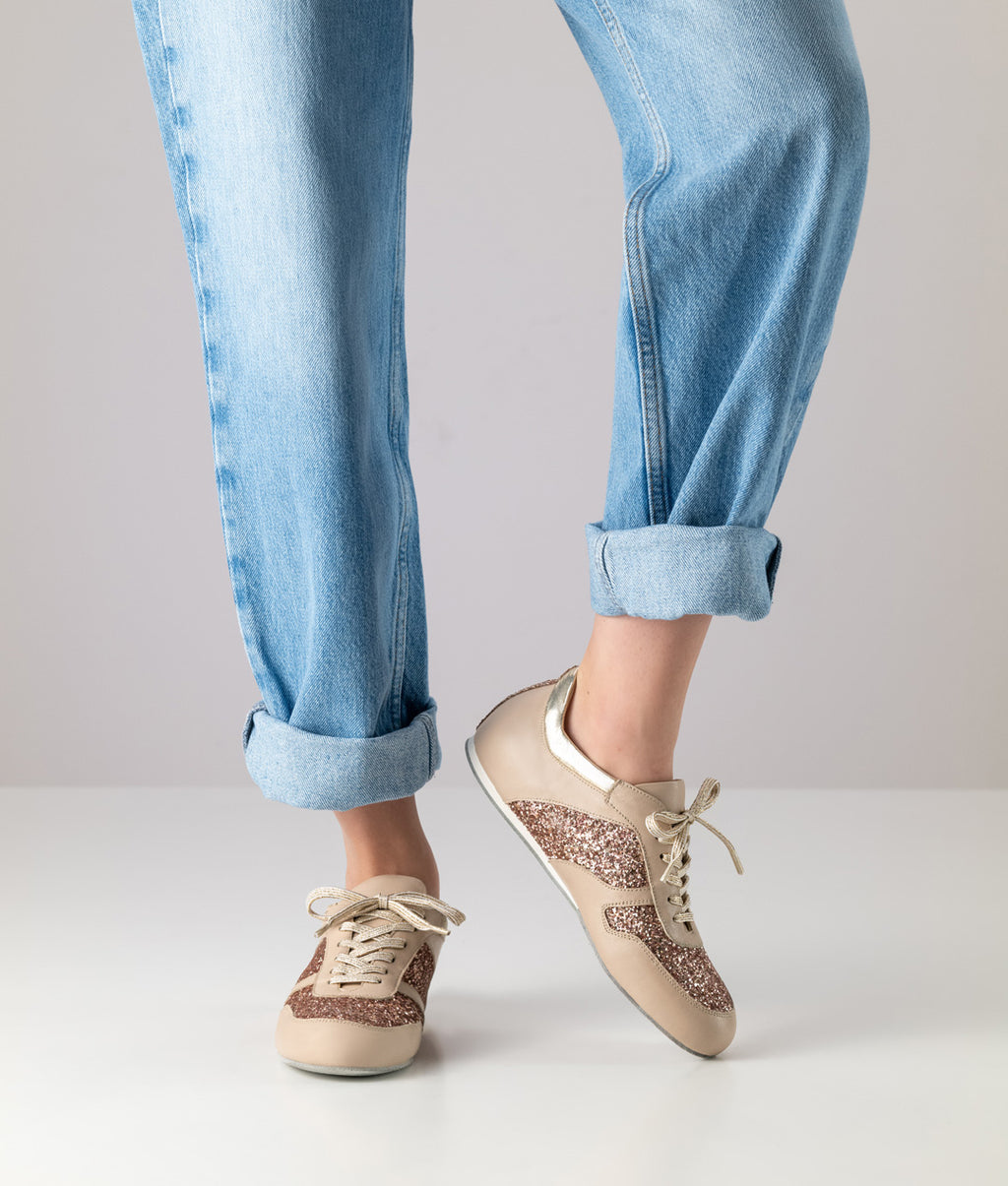 Werner Kern Honey Nappaleder / Brokat – beige / platin